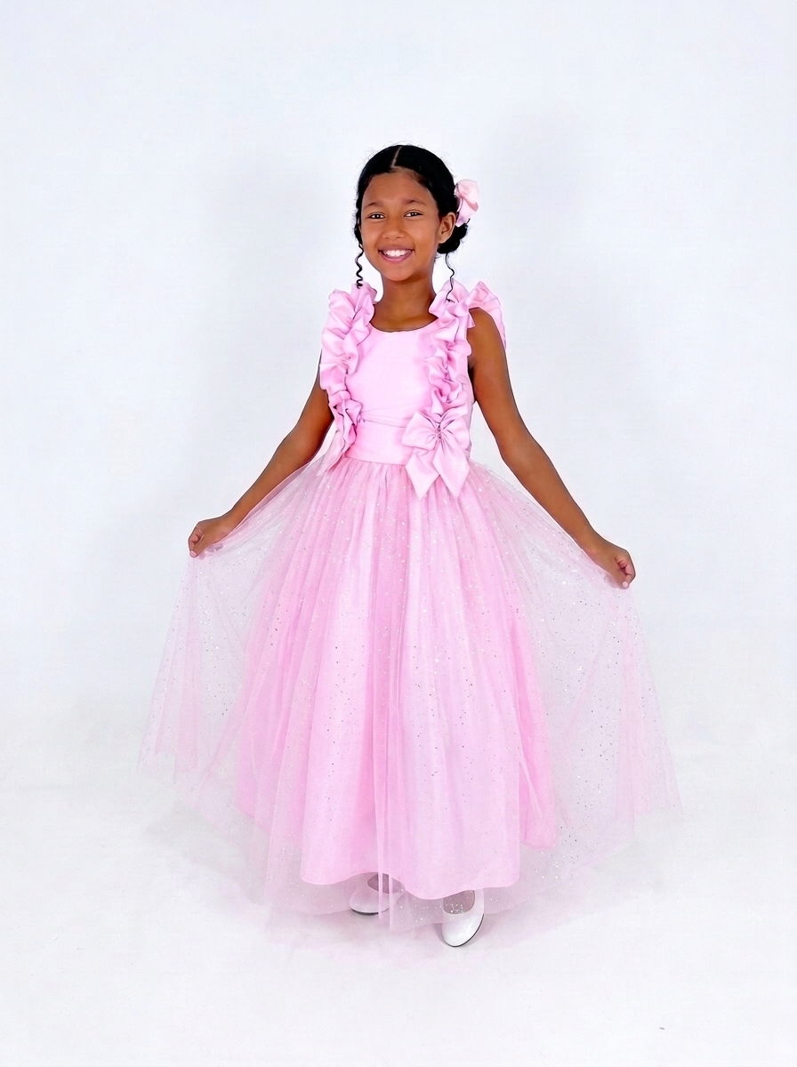Vestido Longo Glitter FluFlu Rosa