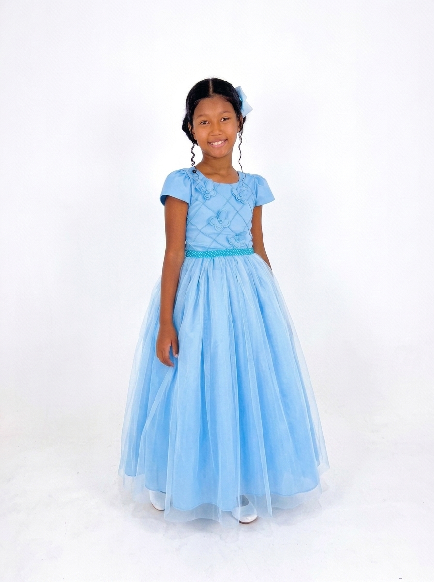 Vestido Longo Borboleta Azul