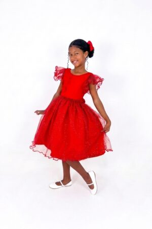 Vestido Glitter Bufante Vermelho