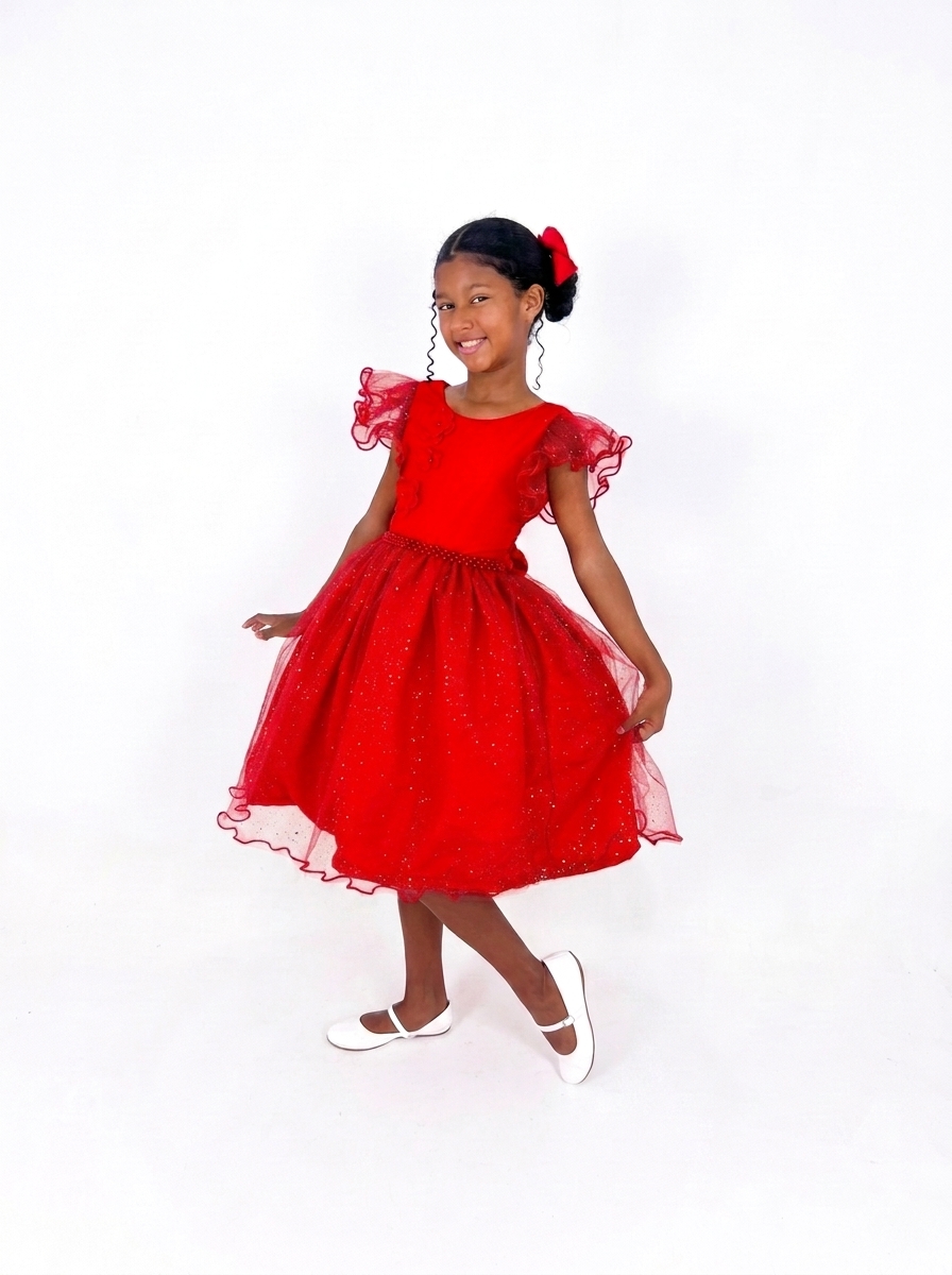 Vestido Glitter Bufante Vermelho